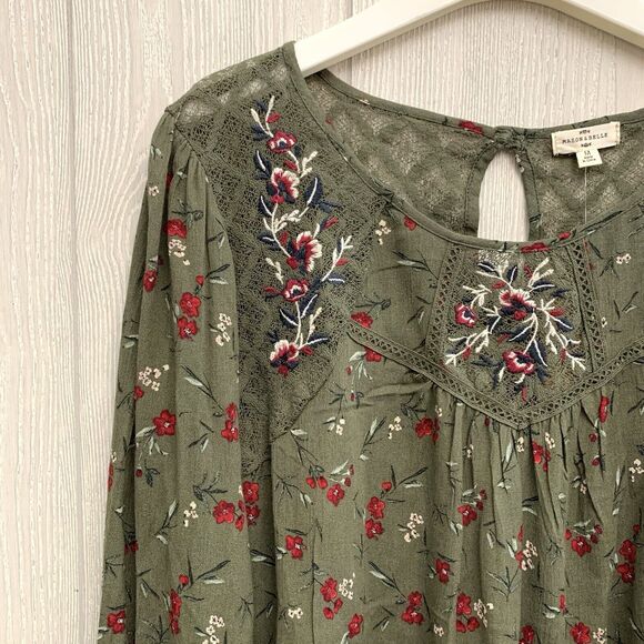 Mason & Belle Green Floral Long Sleeve Top Medium NWT - Picture 2 of 5